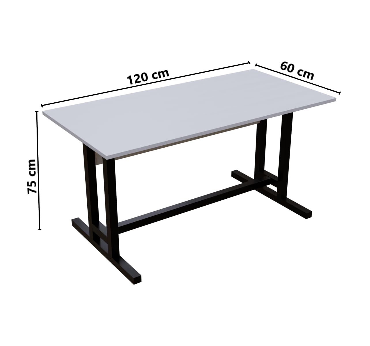 DeepZone T-Leg Gaming Desk – Wide Computer Table for Home Office, Study & Workstation Setup (White Top, Black Frame) - Image 6