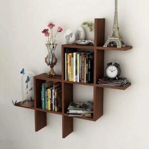 DeepZone UrbanMatrix Wall Shelf – Modern Grid Design Display Unit for Living Room & Study