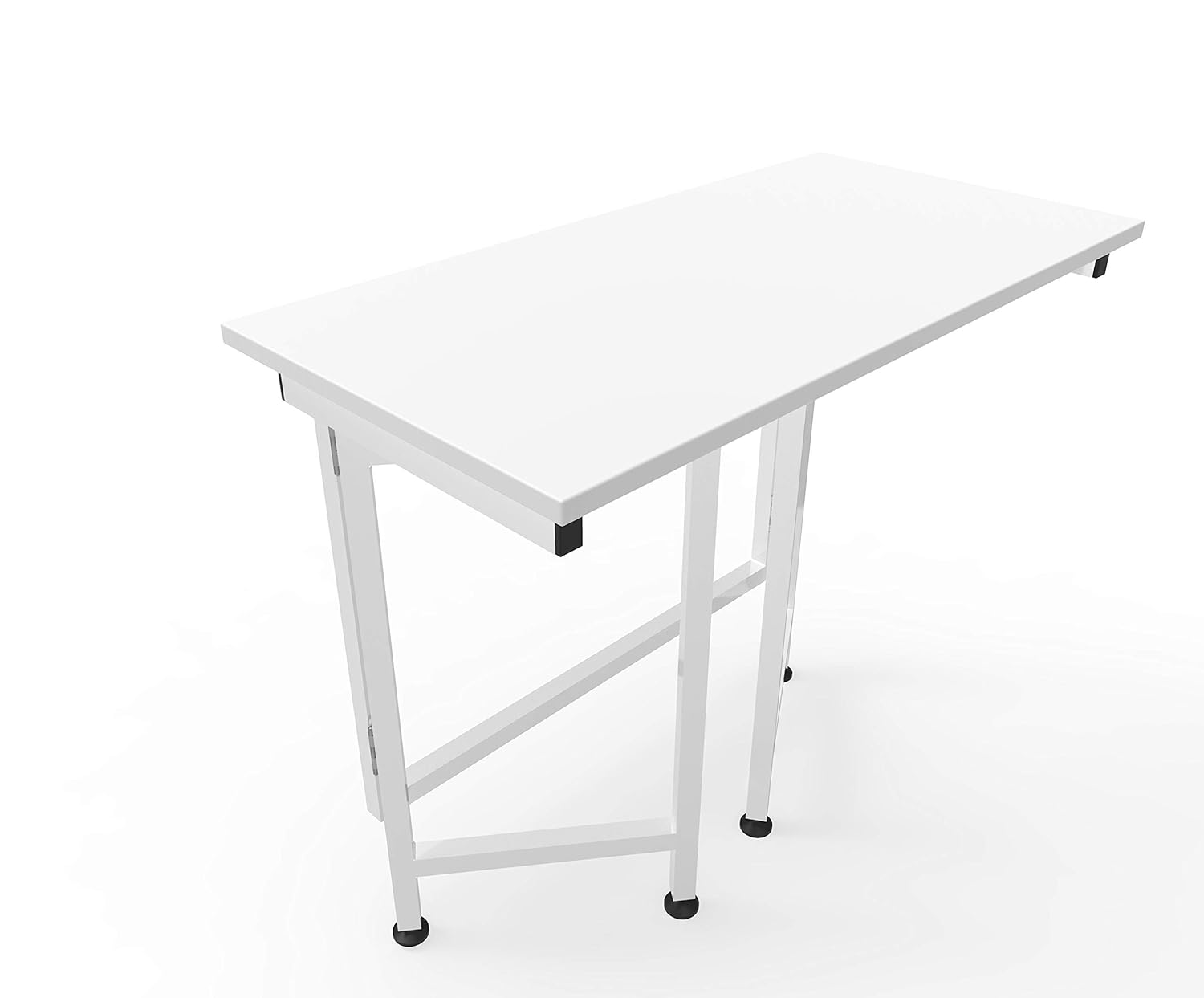 DeepZone Foldable White Study Table – Space-Saving Compact Writing Desk with Sturdy Metal Frame for Home, Office & Small Spaces - Image 6