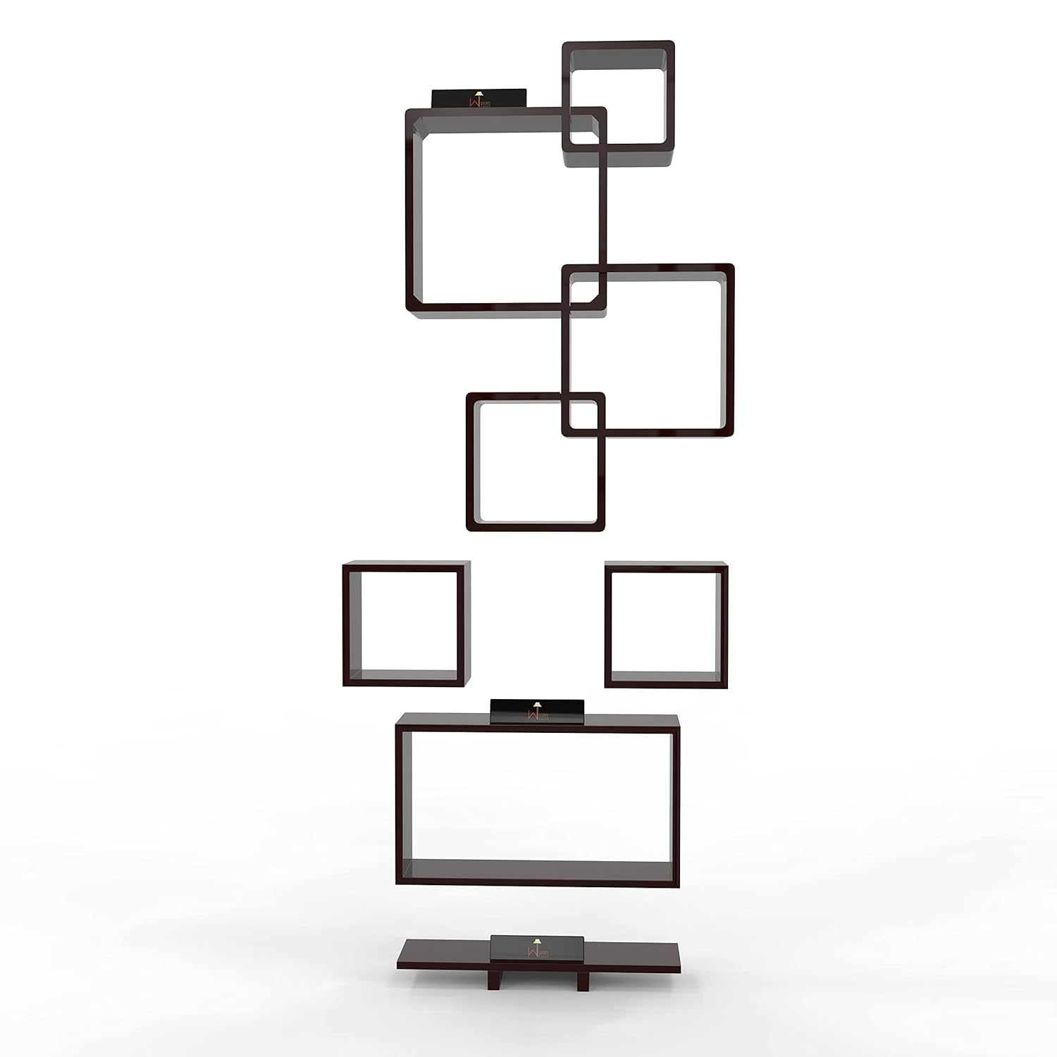 DeepZone VerticalCube Wall Shelf – Modern Wooden Wall-Mounted Display Rack for Flower Pots, Books & Home Décor - Image 2