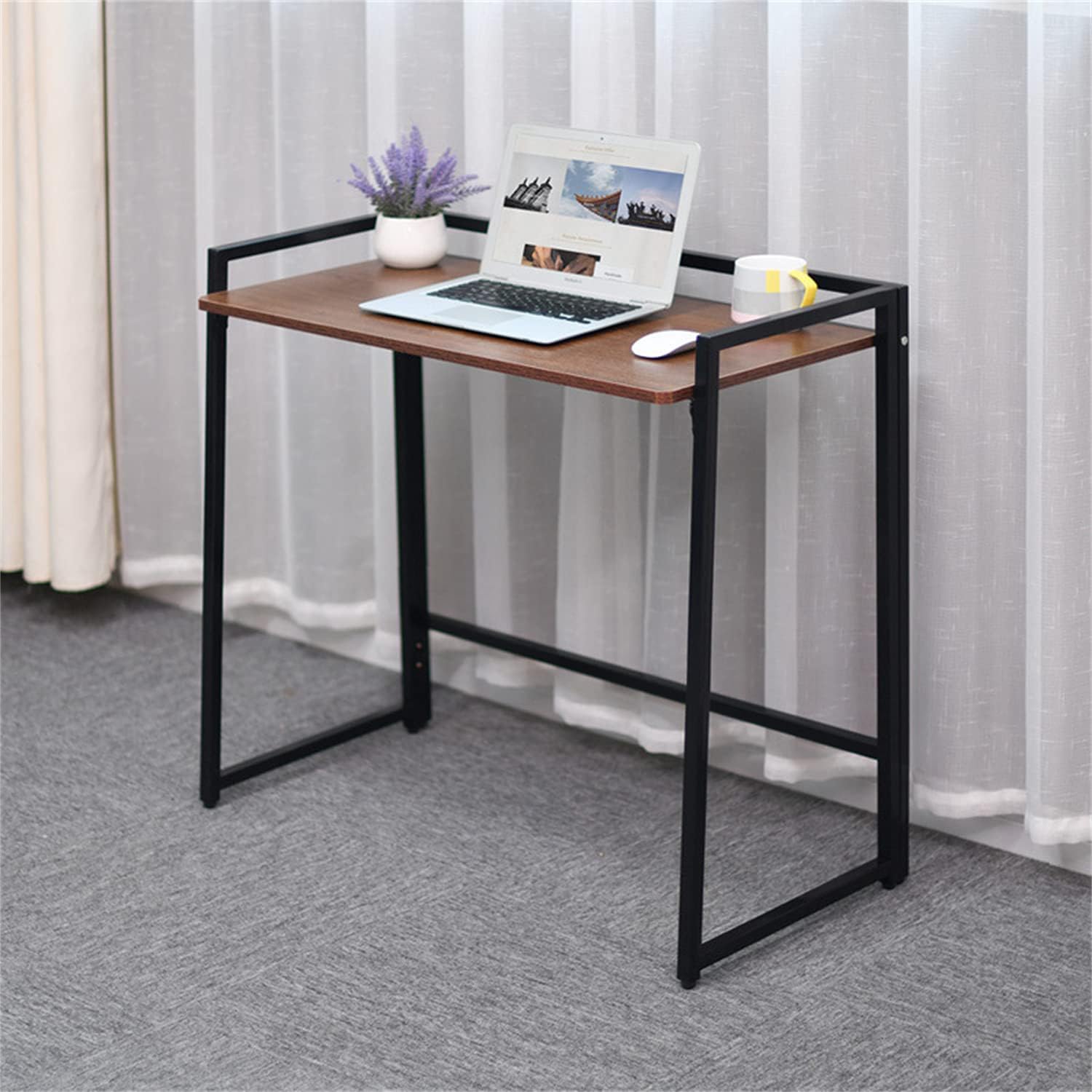 DeepZone Compact Folding Study Table – 85x42x80 cm Modern Writing Desk for Home, Office, Laptop & Small Spaces (White & Black) - Image 4