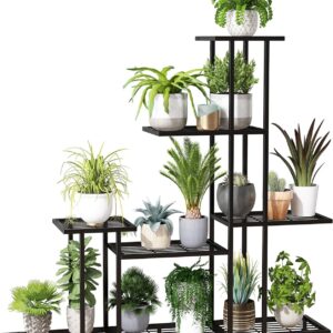 DeepZone 7-Tier Metal Plant Stand – Heavy-Duty Indoor Outdoor Flower Pot Rack for Balcony, Garden & Home Decor