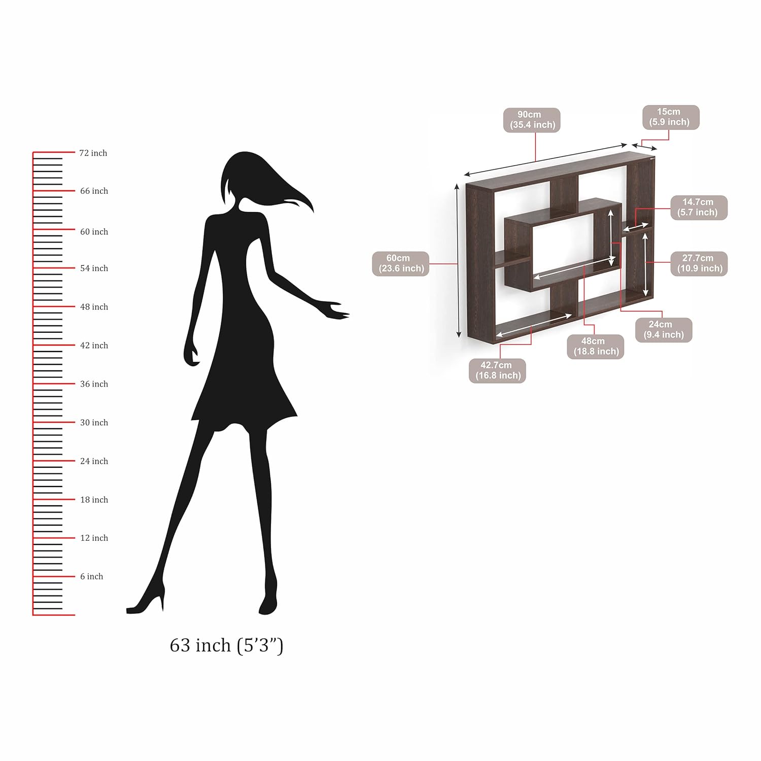 DeepZone MultiBox Wall Shelf – Modern Engineered Wood Display Rack for Living Room, Temple & Home Decor - Image 5