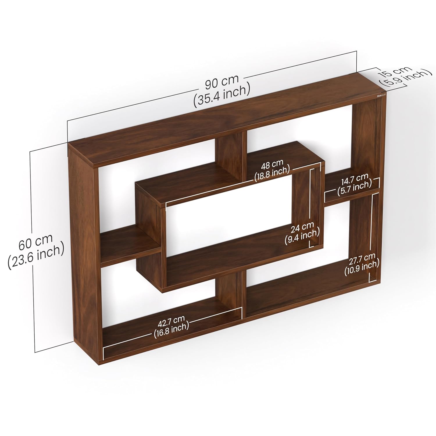 DeepZone MultiBox Wall Shelf – Modern Engineered Wood Display Rack for Living Room, Temple & Home Decor - Image 2