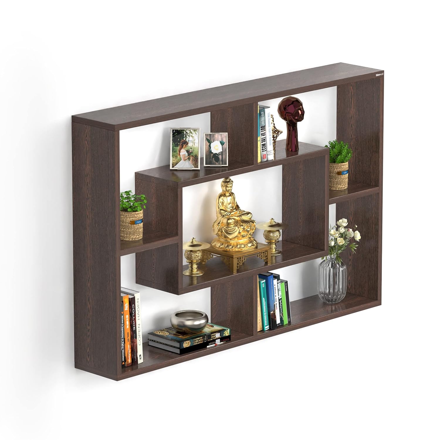 DeepZone MultiBox Wall Shelf – Modern Engineered Wood Display Rack for Living Room, Temple & Home Decor - Image 4