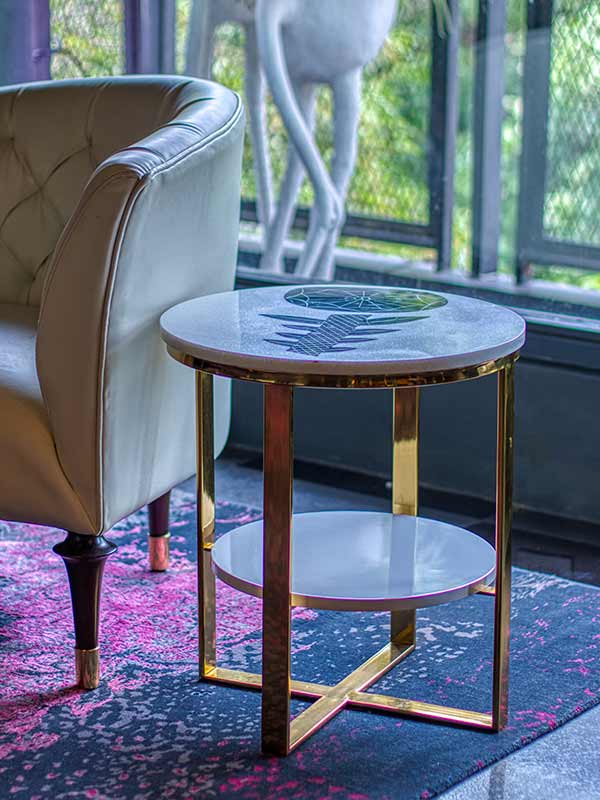 DeepZone NovaBloom Side Table – Marble Inlay & Modern Luxury - Image 5