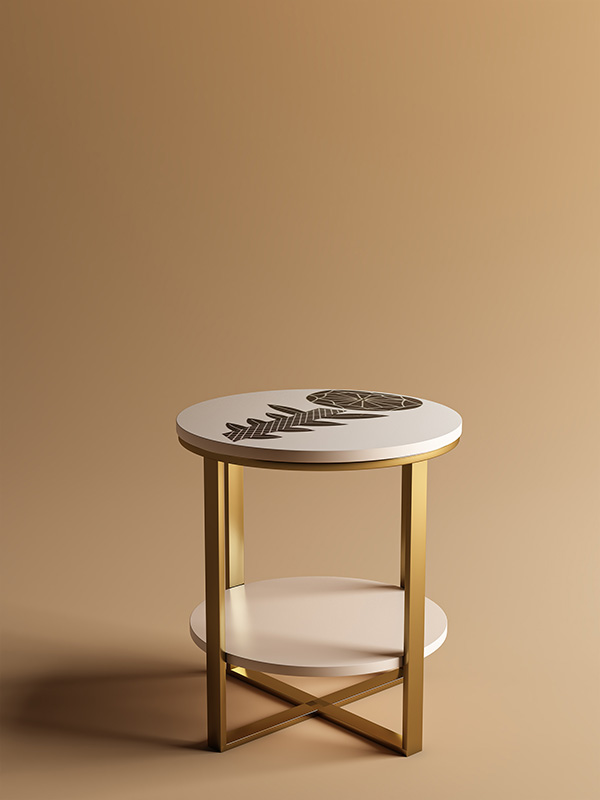 DeepZone NovaBloom Side Table – Marble Inlay & Modern Luxury