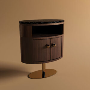 DeepZone Imperial Curve Side Table – Ebony Wood & Gold Base