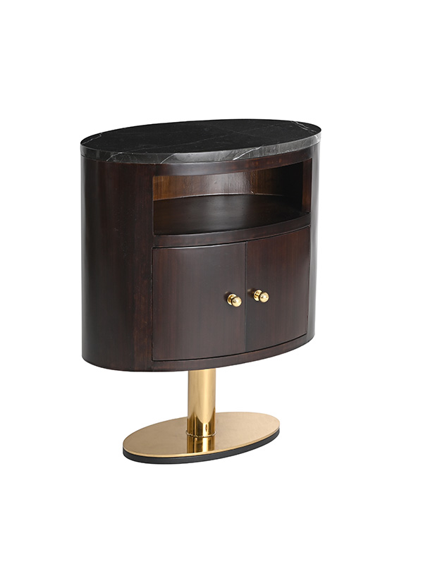 DeepZone Imperial Curve Side Table – Ebony Wood & Gold Base - Image 4