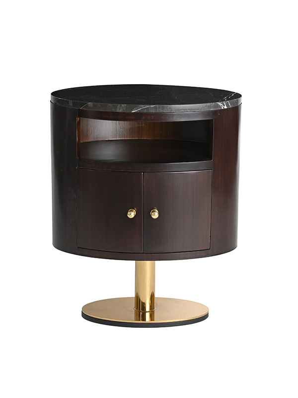DeepZone Imperial Curve Side Table – Ebony Wood & Gold Base - Image 2