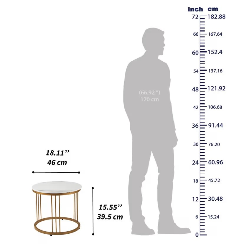 Frappe Coffee Table - Marble Finished Top with Metal Base Modern Round Nesting Tables – Set of 2 - Image 6