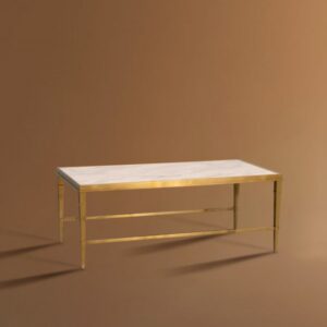 DeepZone Kennice Coffee Table – Sleek Gold Frame with Marble Elegance